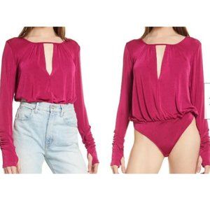 Free People Kaya Keyhole Bodysuit Rose Hypnotic long sleeve NWT Sz S